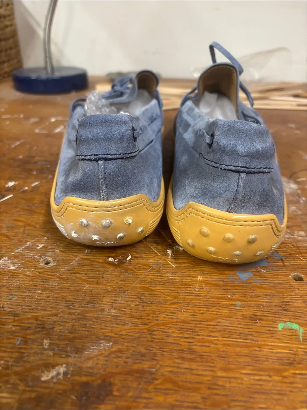 Tod's Light Blue Suede Tie-Top Loafers